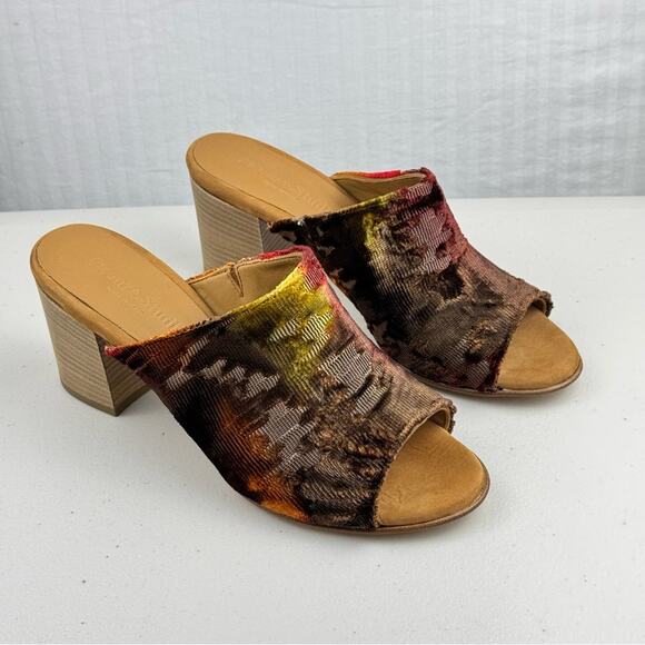 Firenze Studio Garbo Ombré Velvet Burnout Slip-On Mule Block Heel Size 9.5 Italy - Picture 8 of 11